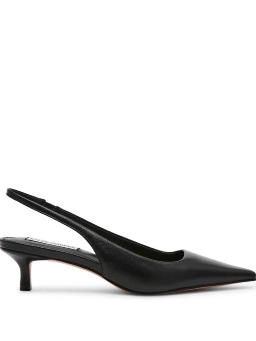 Steve Madden Black Slingback Pointed-Toe Kitten Heel Pumps